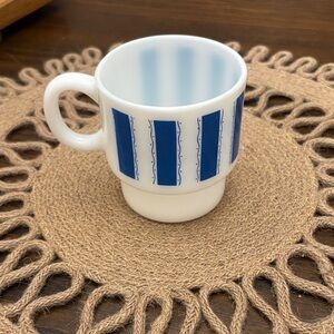 Vintage Striped Blue and White Mug